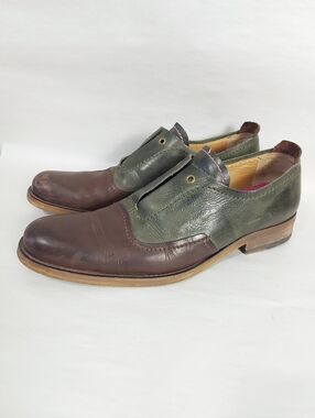 Ted Baker Men Laceless Two Tone Oxford Dress Shoes Size 11 Retro Formal Cap Toe